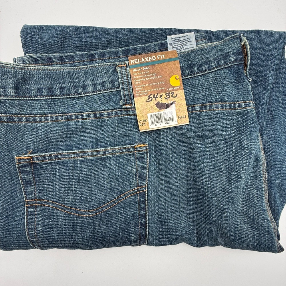Carhartt Holter Relaxed Fit Straight Leg Jeans Mens 54x32 Dark Wash Denim NWT